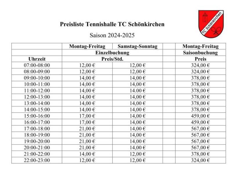 Preisliste 2024/2025 